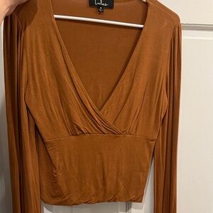 Lulu's Cinnamon V-Neck Blouse